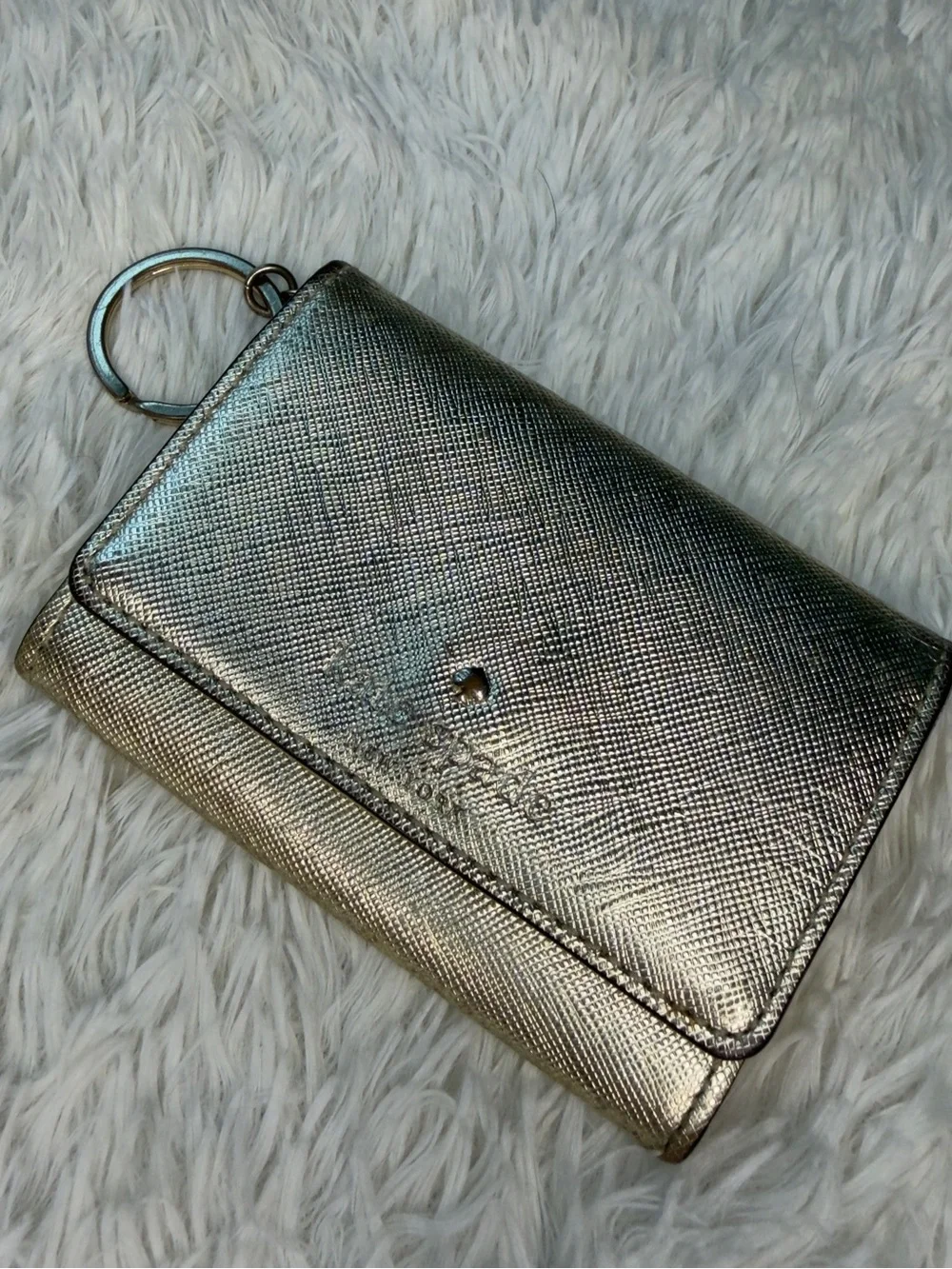 kate spade metallic gold compact trifold wallet